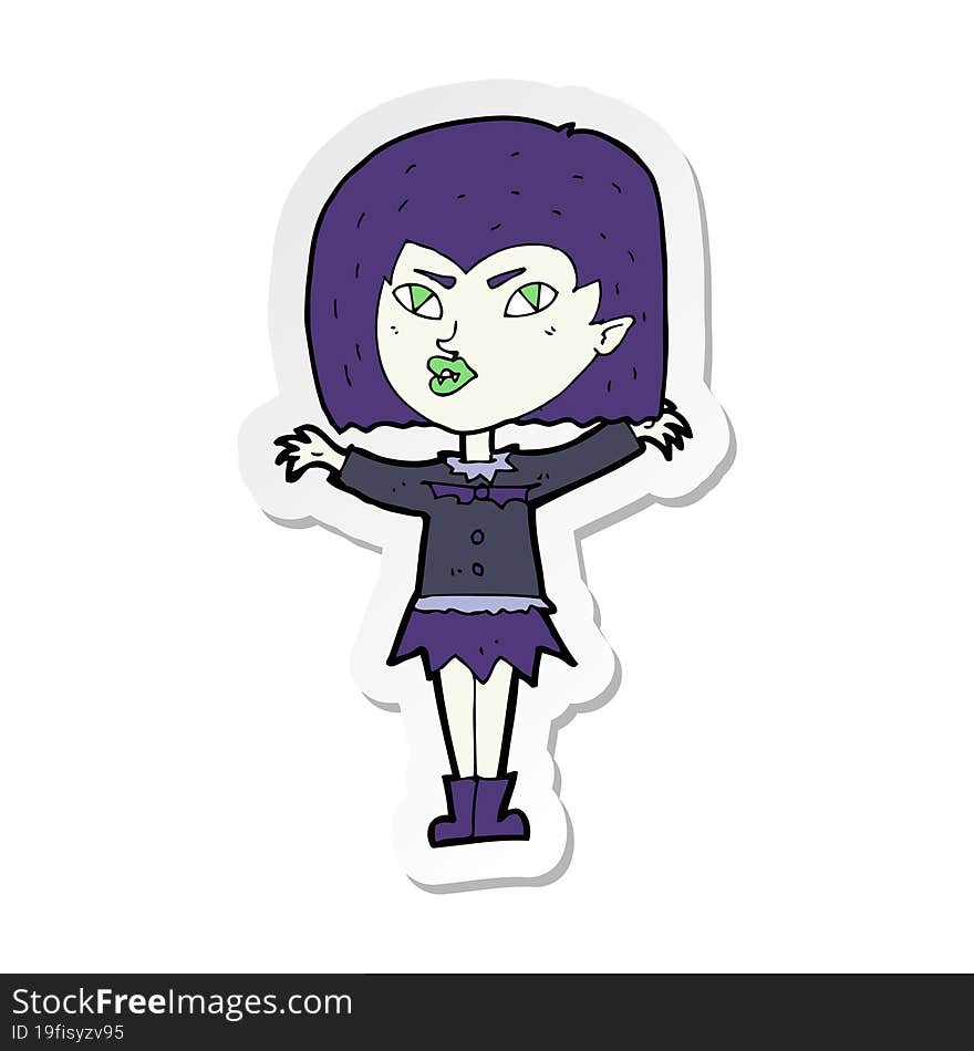 Sticker Of A Cartoon Vampire Girl