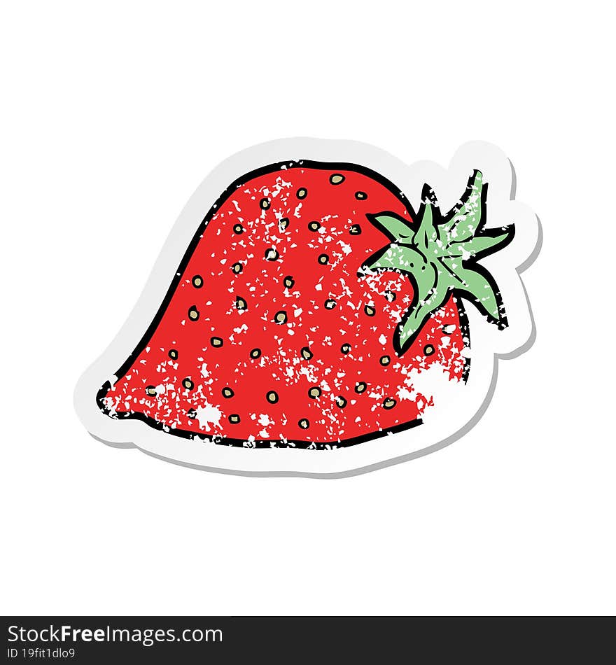 Retro Distressed Sticker Of A Cartoon Strawberry