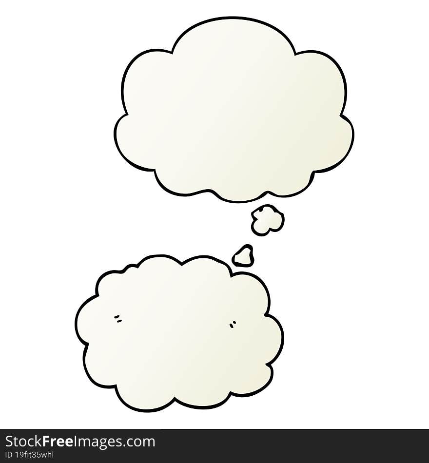 cartoon cloud and thought bubble in smooth gradient style