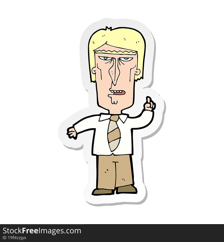 Sticker Of A Cartoon Grumpy Boss