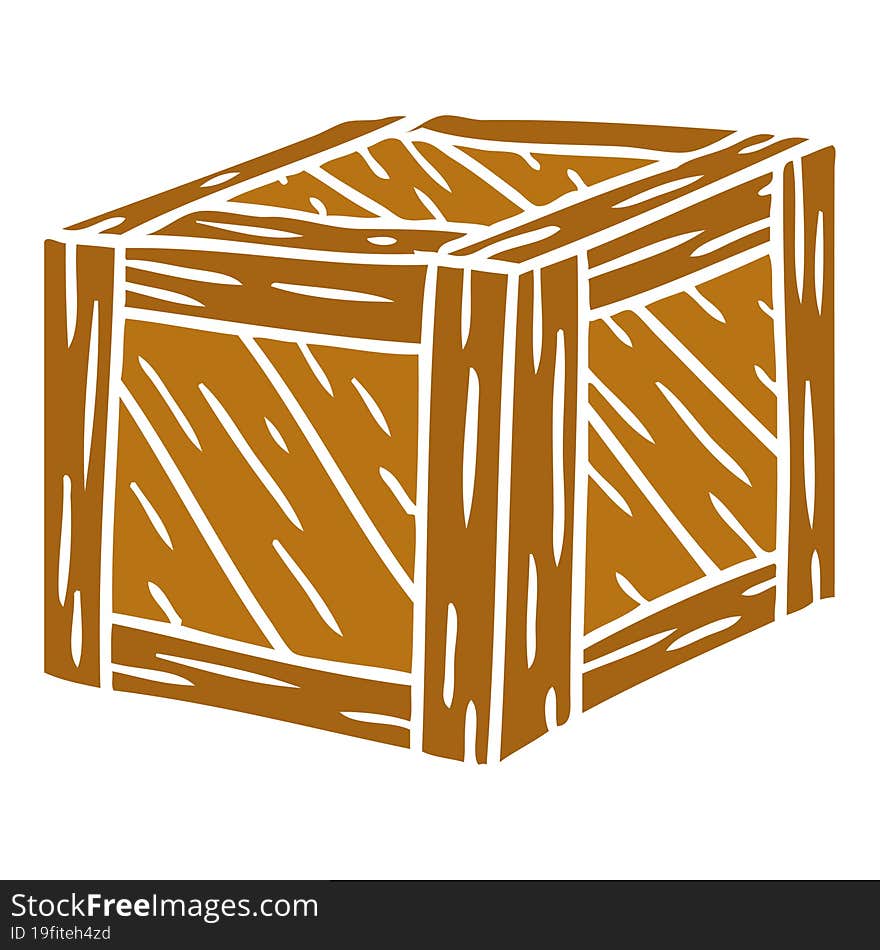 Cartoon Doodle Of A Wooden Crate