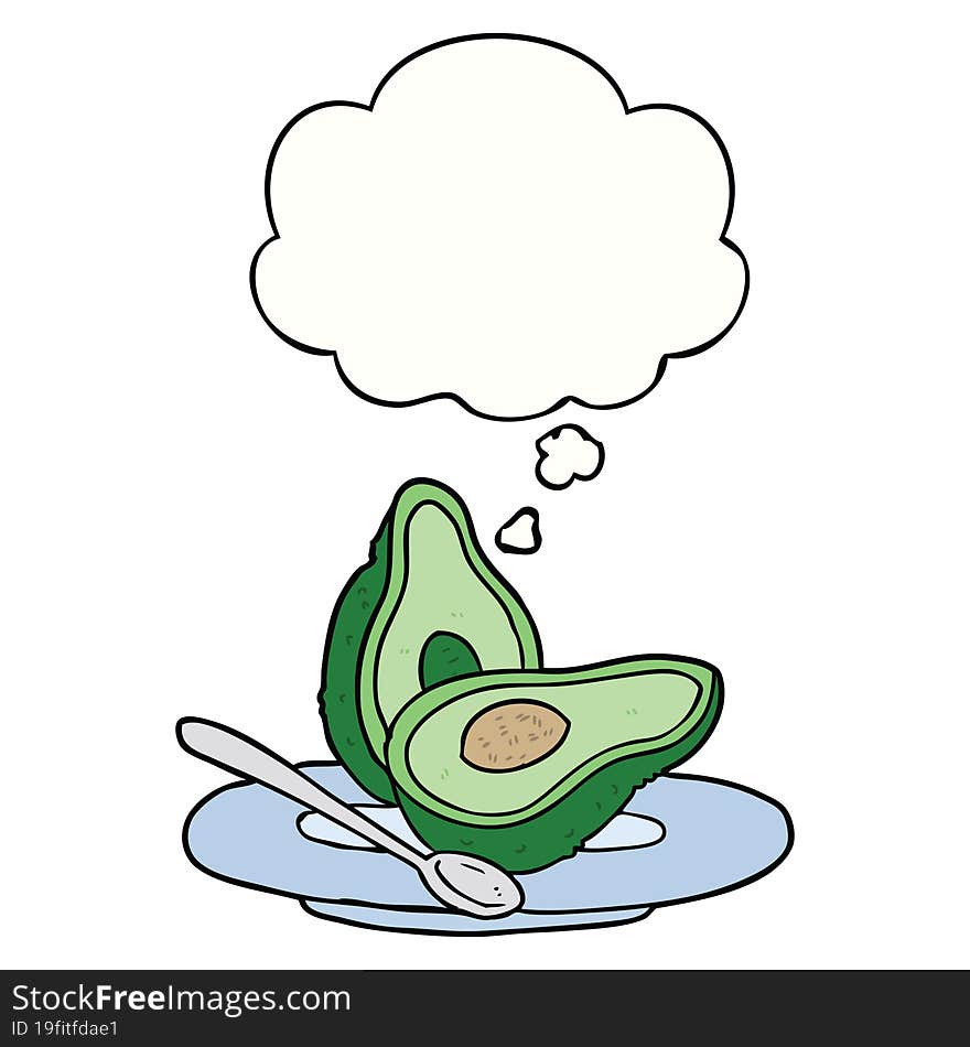 Cartoon Avocado And Thought Bubble