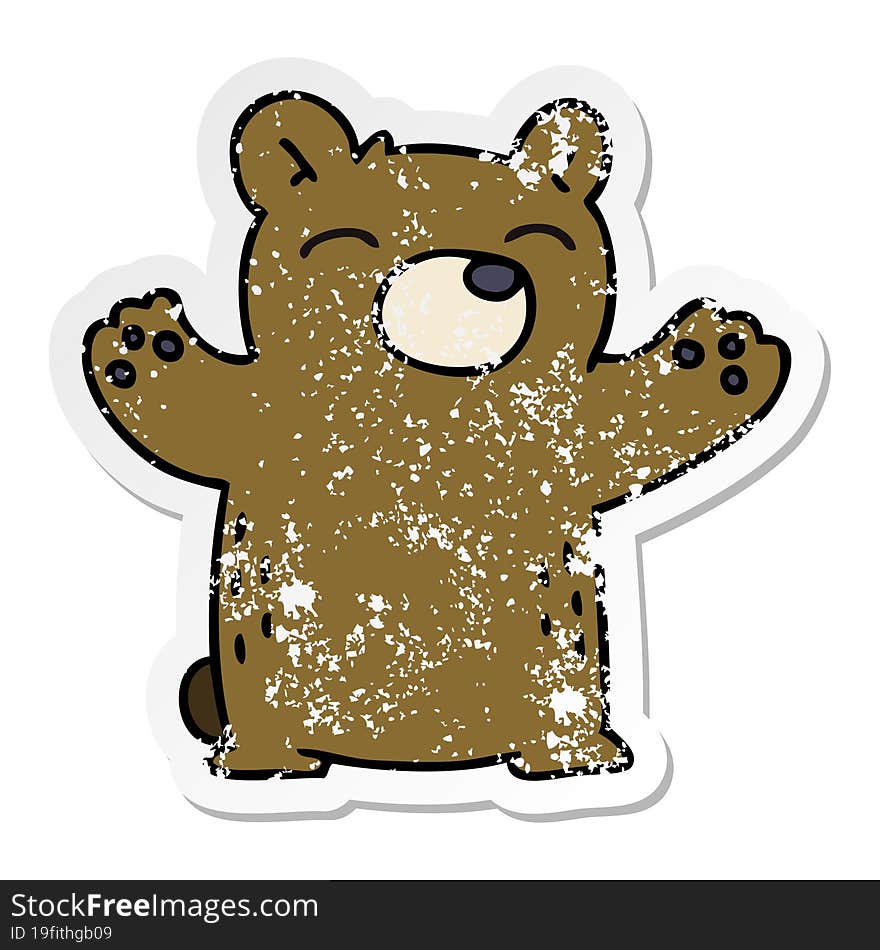 Distressed Sticker Of A Quirky Hand Drawn Cartoon Bear