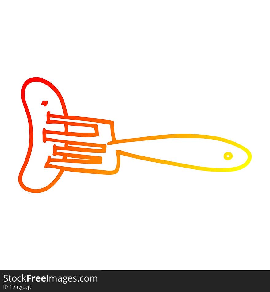 warm gradient line drawing cartoon banger on fork