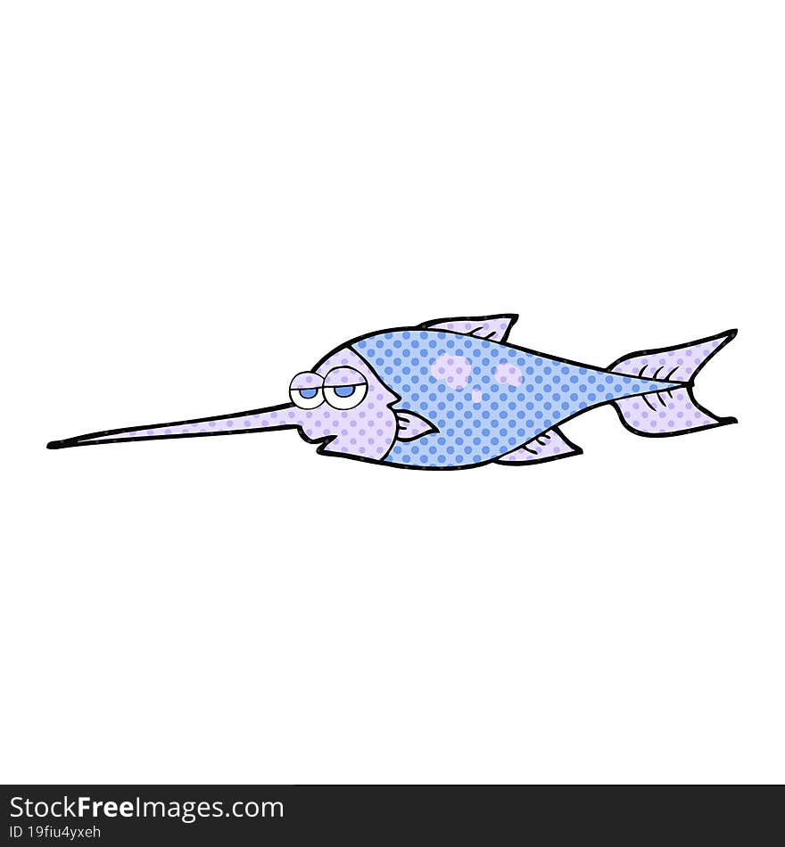 freehand drawn comic book style cartoon swordfish