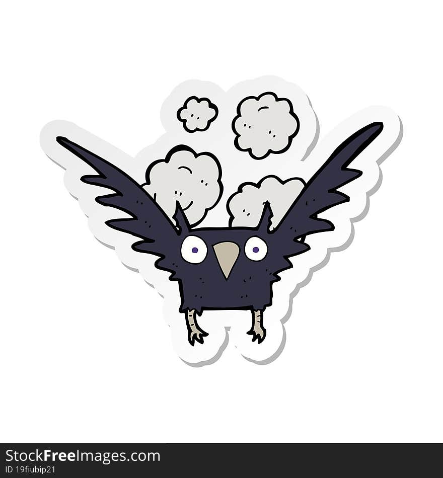 sticker of a cartoon spooky bird