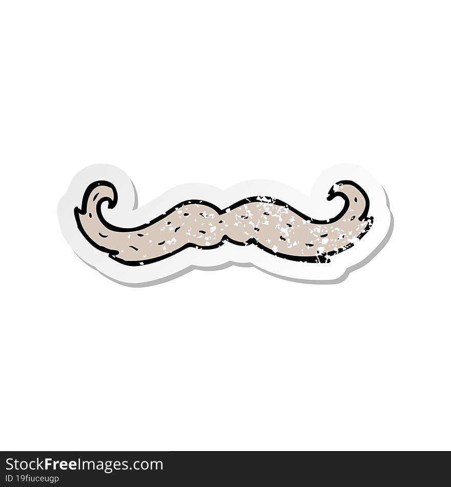 retro distressed sticker of a cartoon mustache symbol