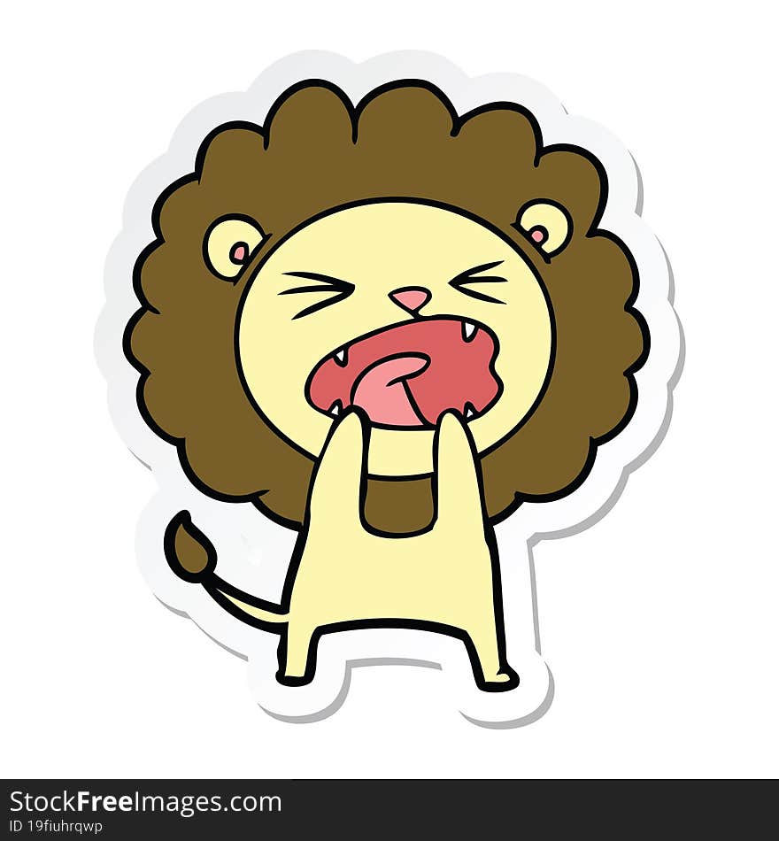 Sticker Of A Cartoon Angry Lion