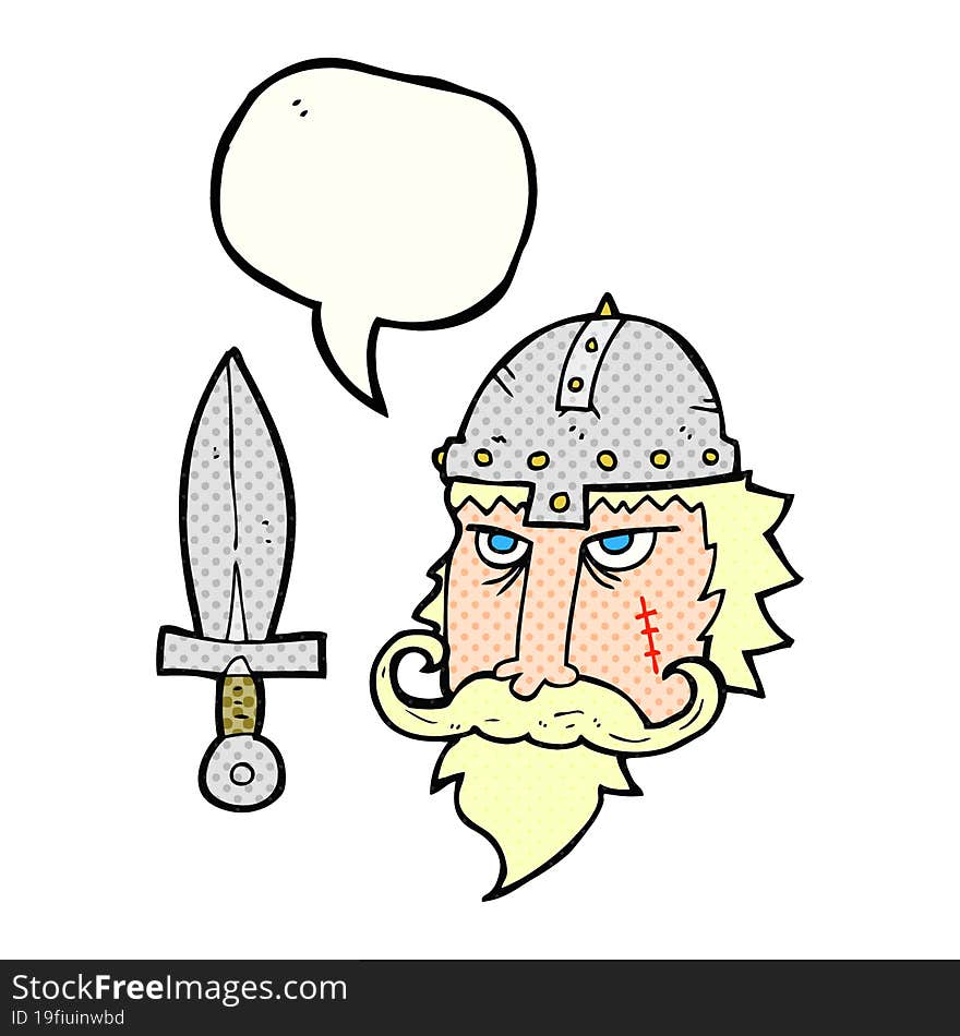 freehand drawn comic book speech bubble cartoon viking warrior