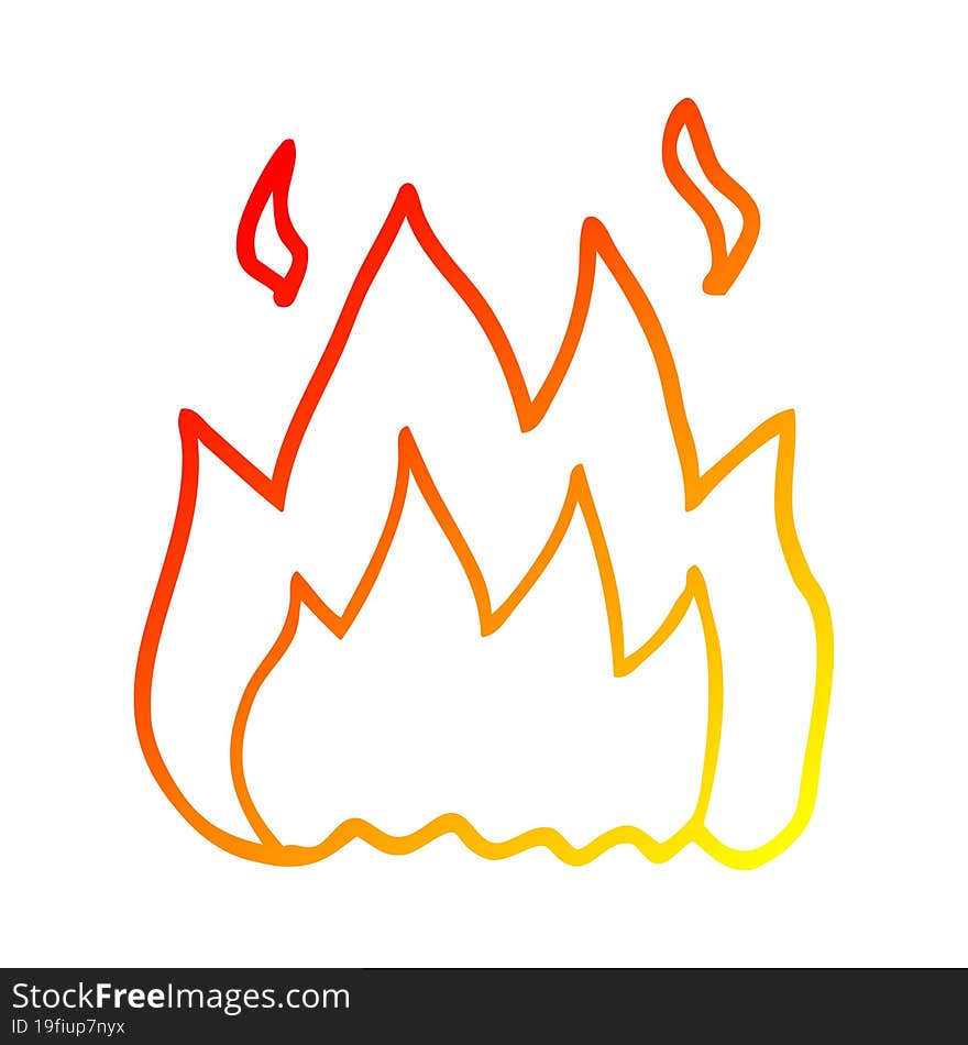 warm gradient line drawing cartoon fire burning