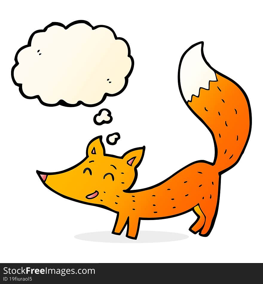 cartoon little fox with thought bubble