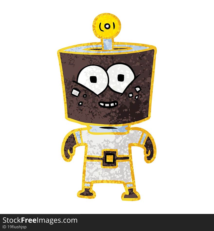 happy energized cartoon robot. happy energized cartoon robot