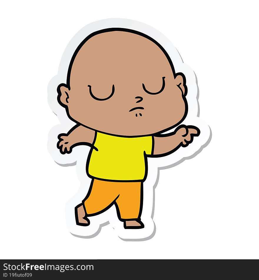 sticker of a cartoon bald man