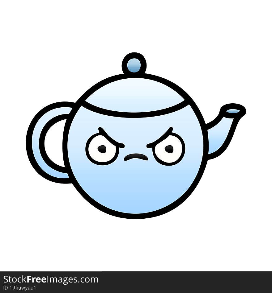 gradient shaded cartoon angry tea pot