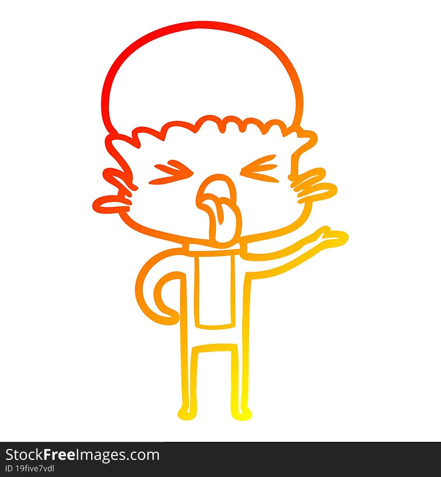 warm gradient line drawing disgusted cartoon alien