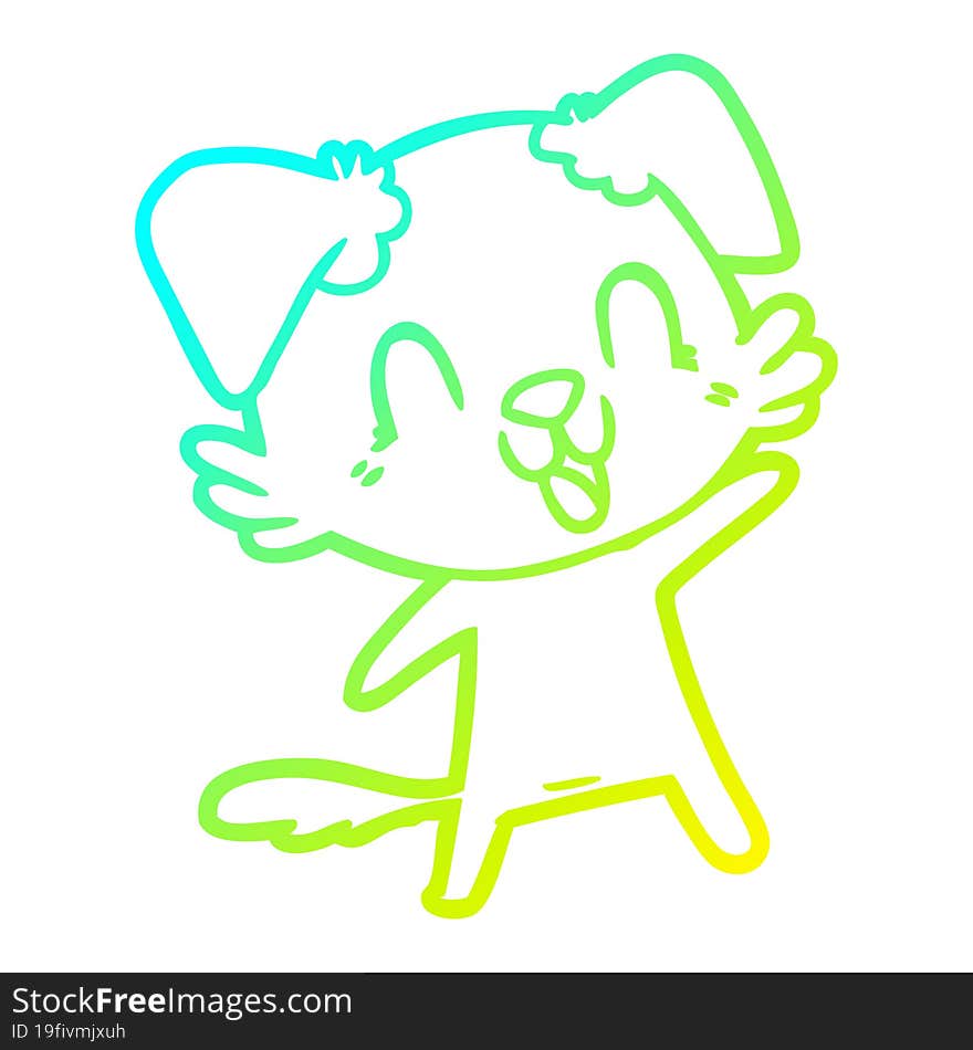 cold gradient line drawing laughing cartoon dog