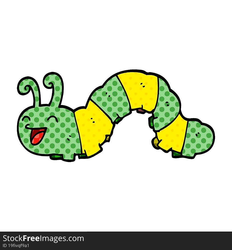 Cartoon Doodle Laughing Caterpillar