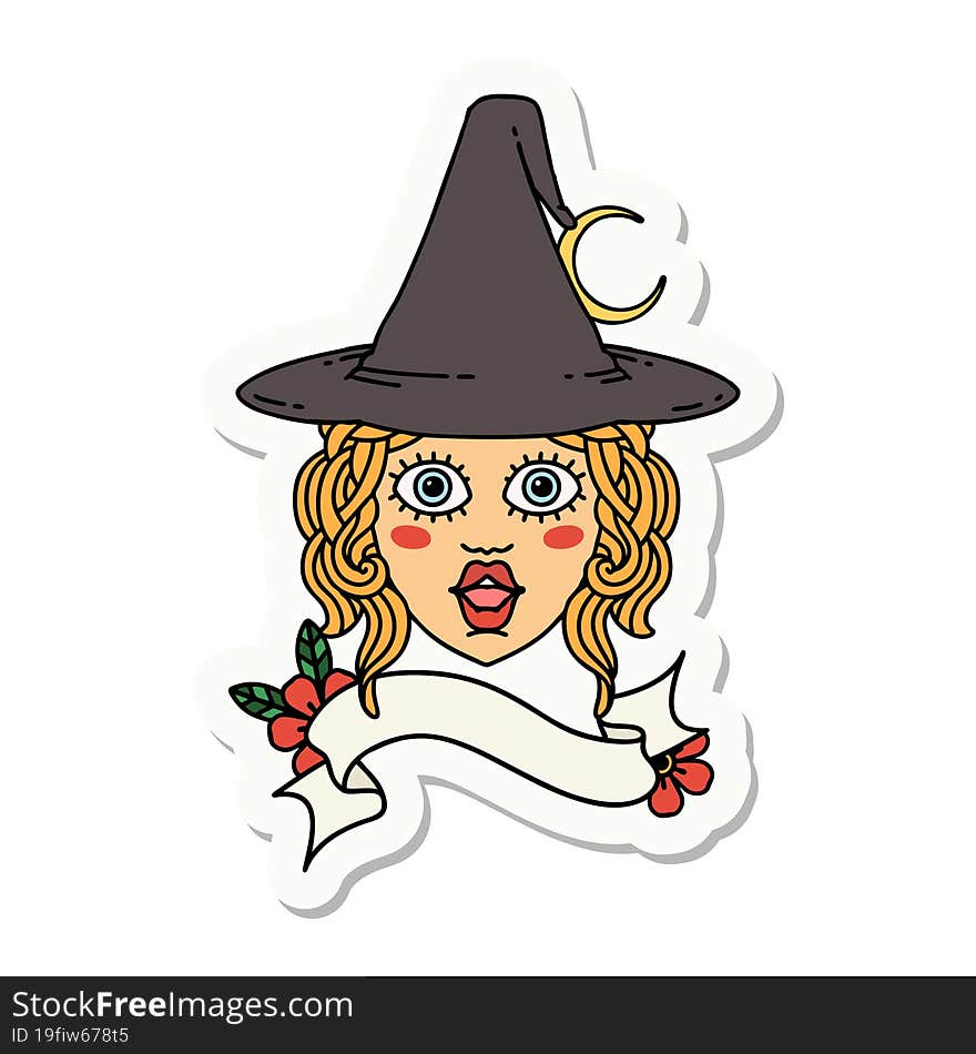 human witch character face sticker