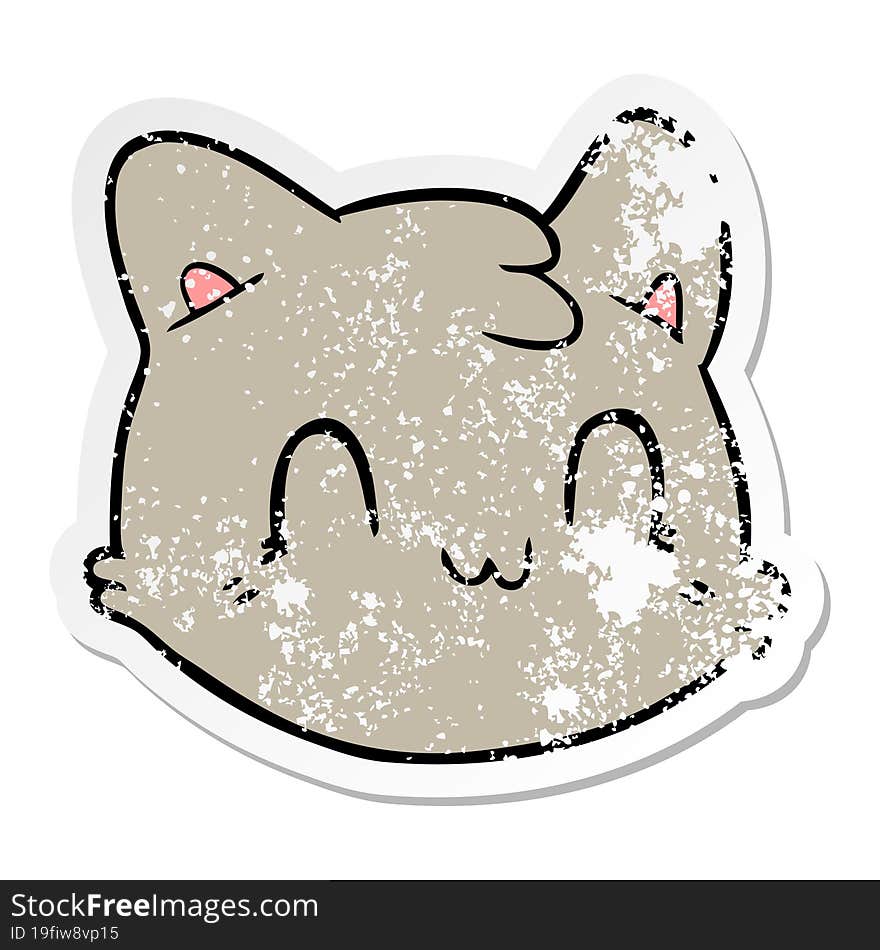 distressed sticker of a cartoon cat face