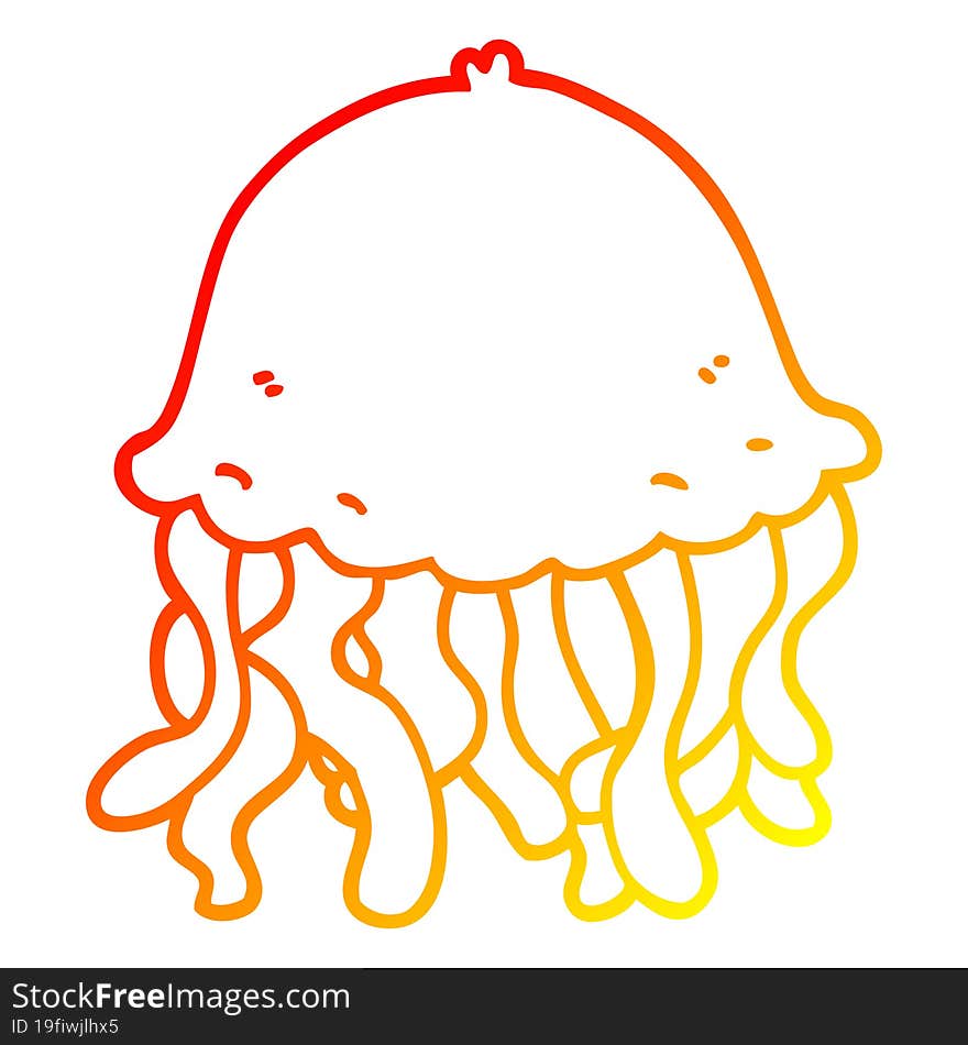 warm gradient line drawing cartoon jellyfish