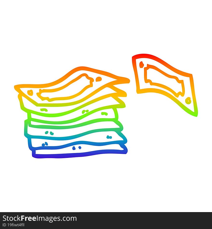 rainbow gradient line drawing cartoon stack of money