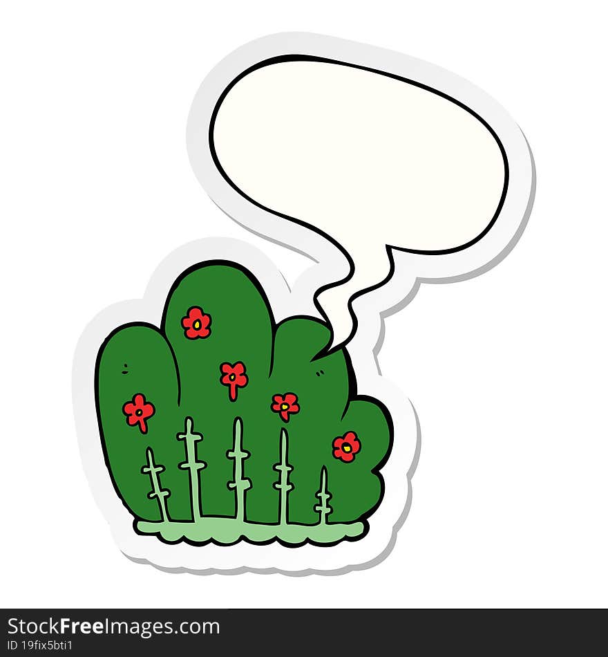 cartoon hedge with speech bubble sticker. cartoon hedge with speech bubble sticker