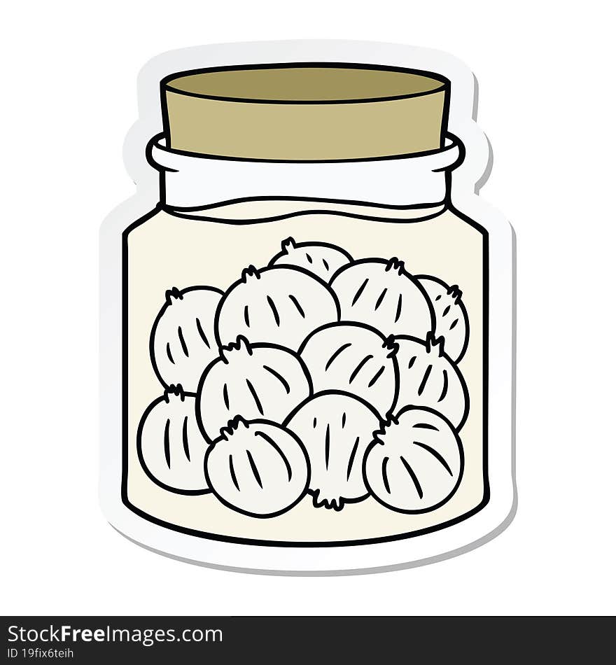 sticker of a cartoon pickled onions