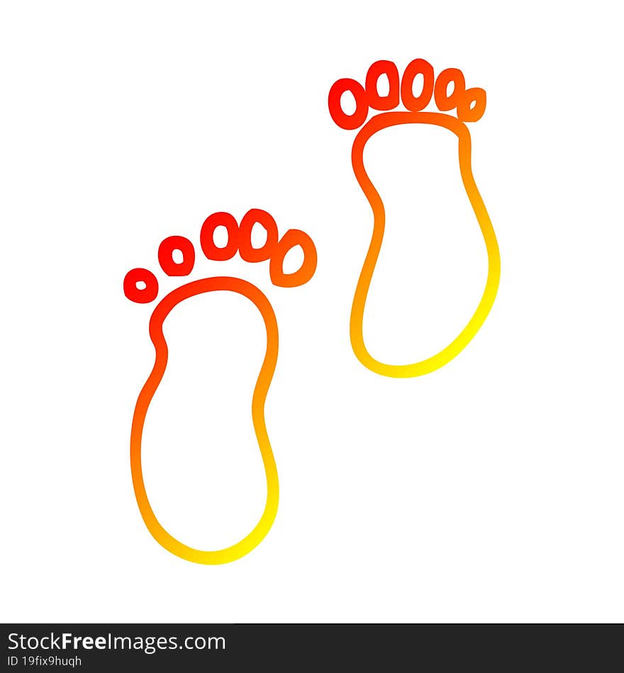 warm gradient line drawing cartoon foot prints