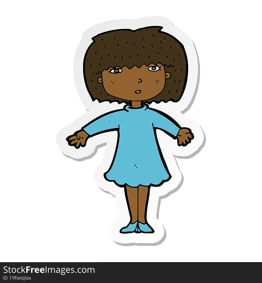 sticker of a cartoon surprised woman