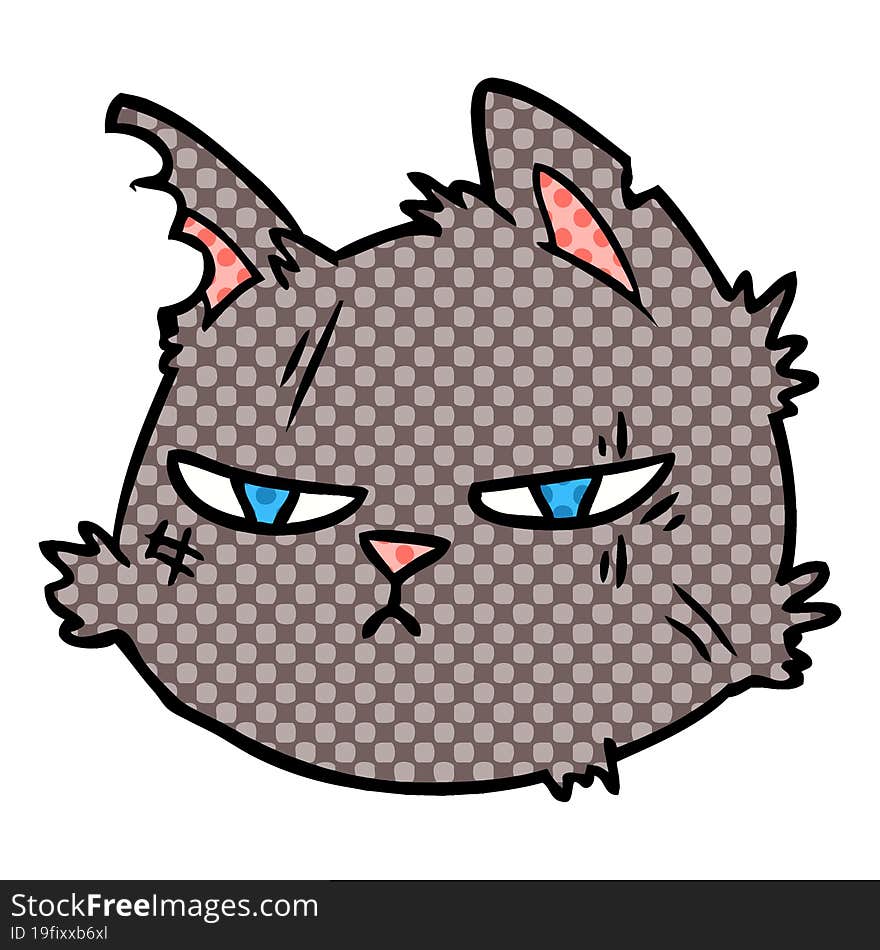 cartoon tough cat face. cartoon tough cat face