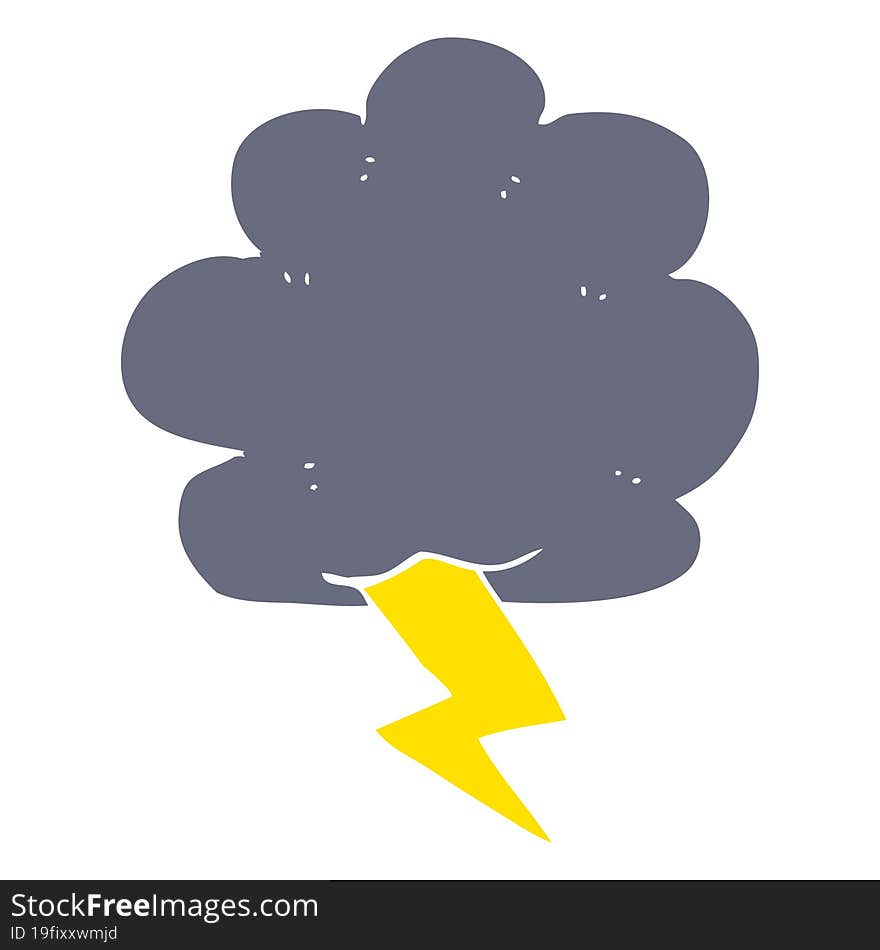 flat color illustration of a cartoon thundercloud