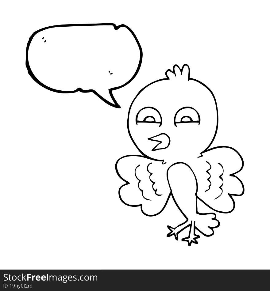 freehand drawn speech bubble cartoon bird