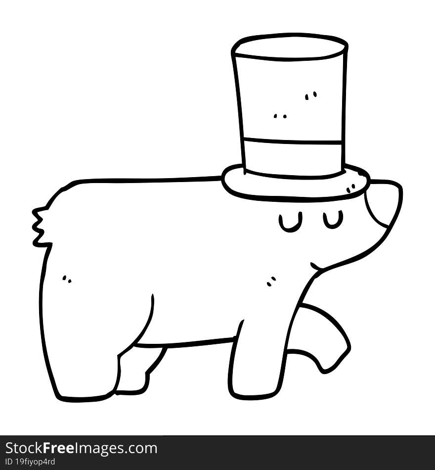 cartoon bear wearing top hat