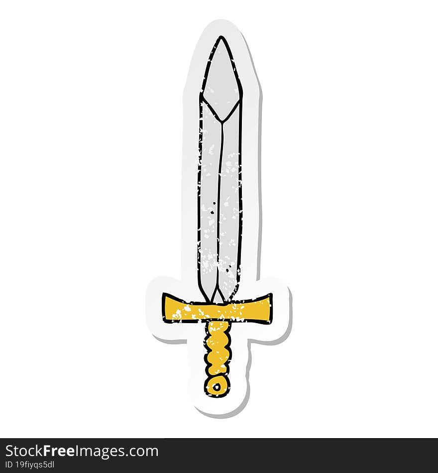 Distressed Sticker Of A Cartoon Sword