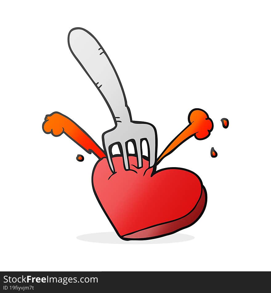 cartoon heart stabbed by fork