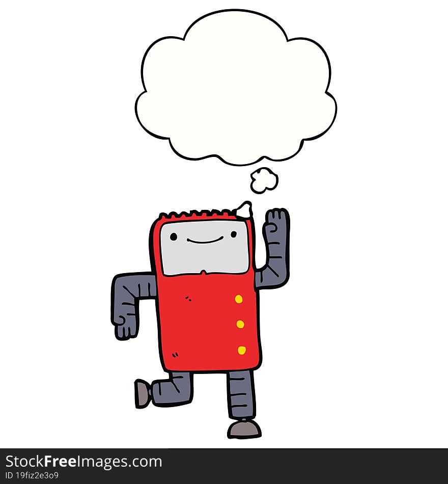 cartoon robot and thought bubble