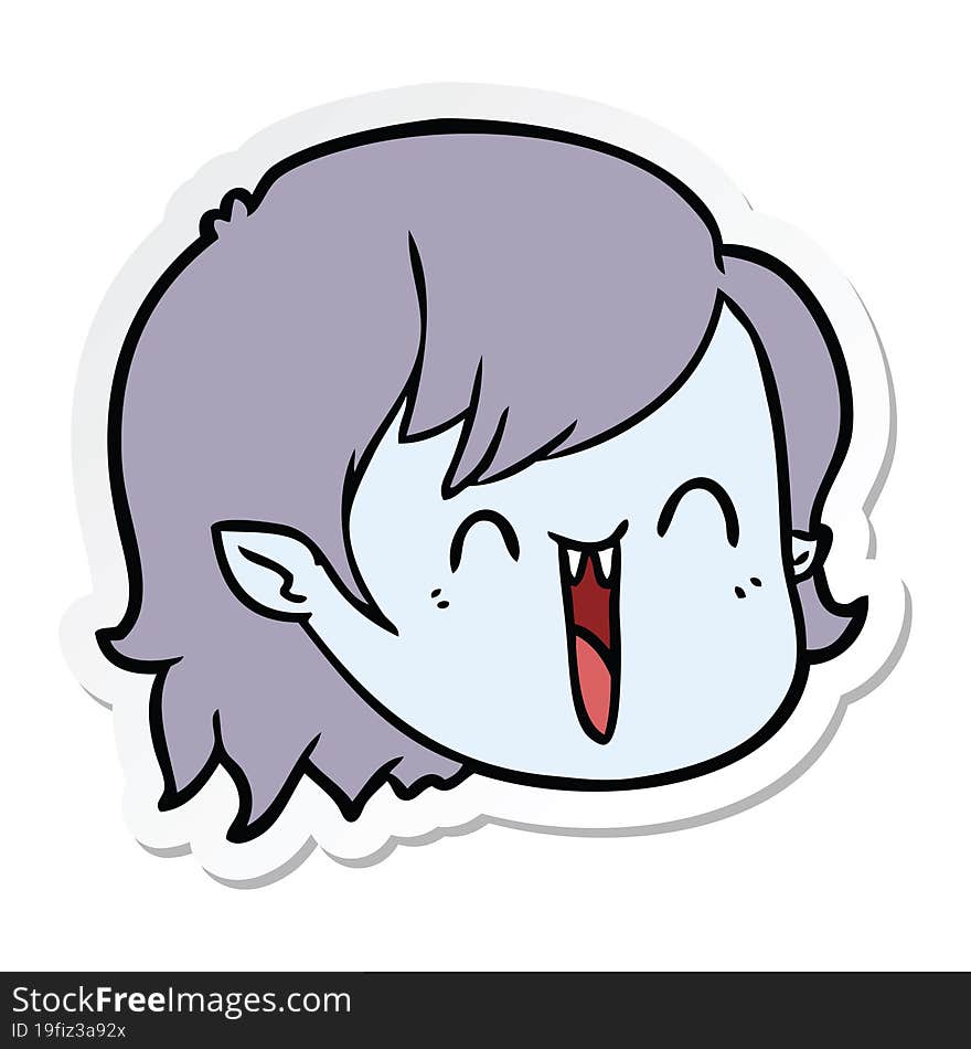 sticker of a cartoon vampire girl face