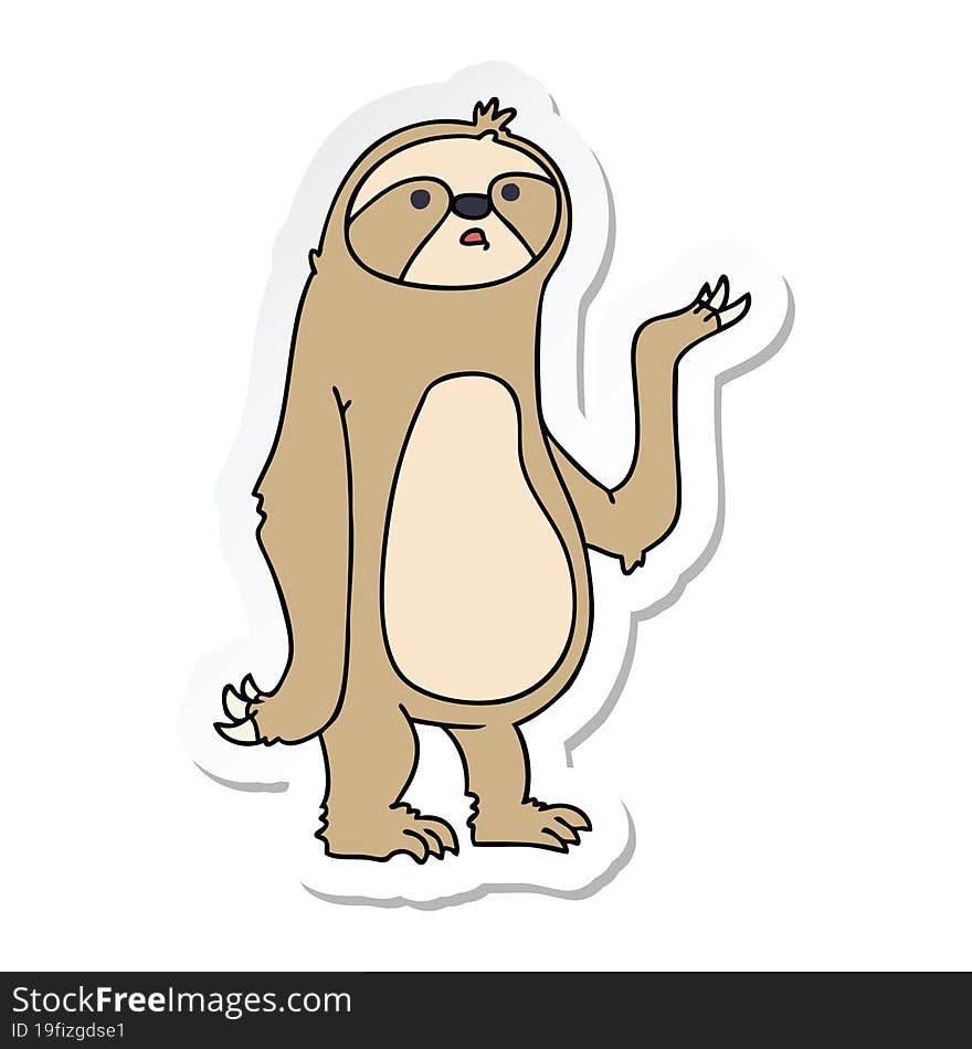 sticker of a quirky hand drawn cartoon sloth