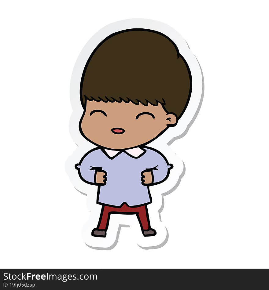 sticker of a happy cartoon boy