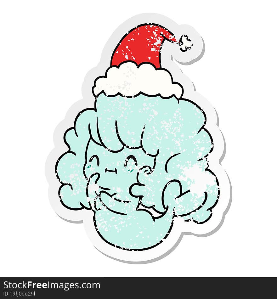 christmas distressed sticker cartoon of kawaii ghost