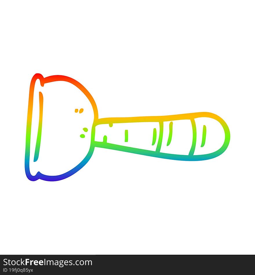 Rainbow Gradient Line Drawing Cartoon Toilet Plunger