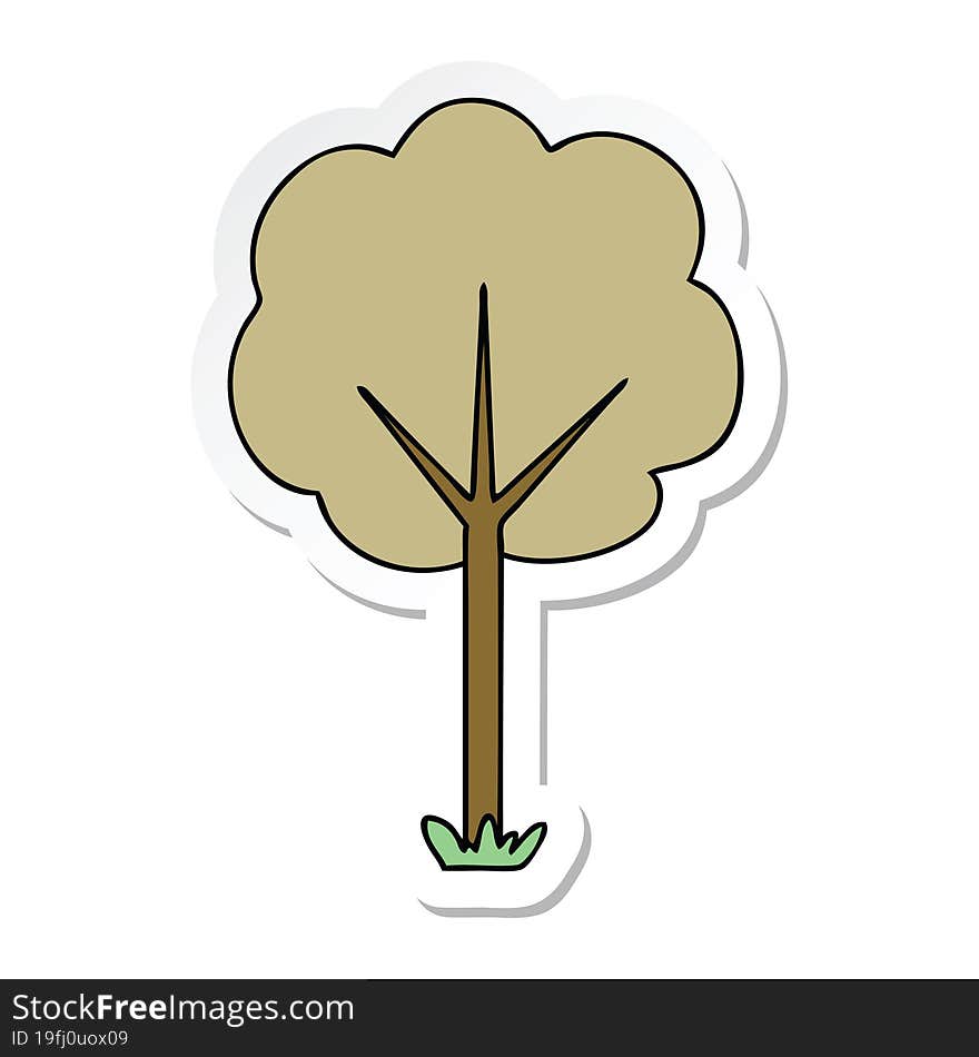 sticker of a quirky hand drawn cartoon tree