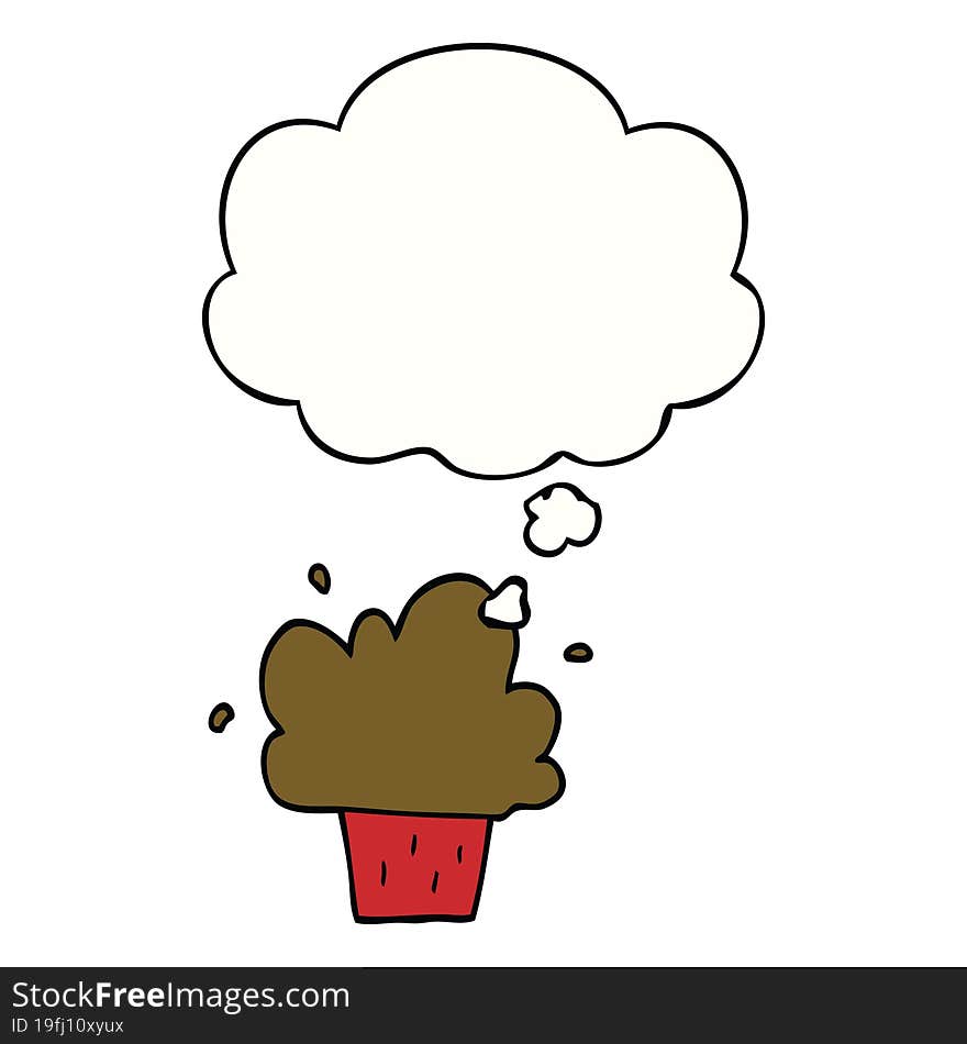 Cartoon Cupcake And Thought Bubble