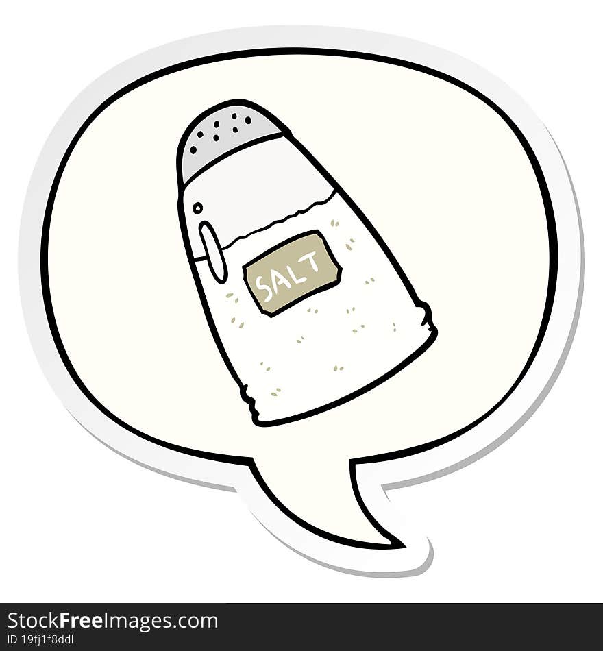 cartoon salt shaker and speech bubble sticker