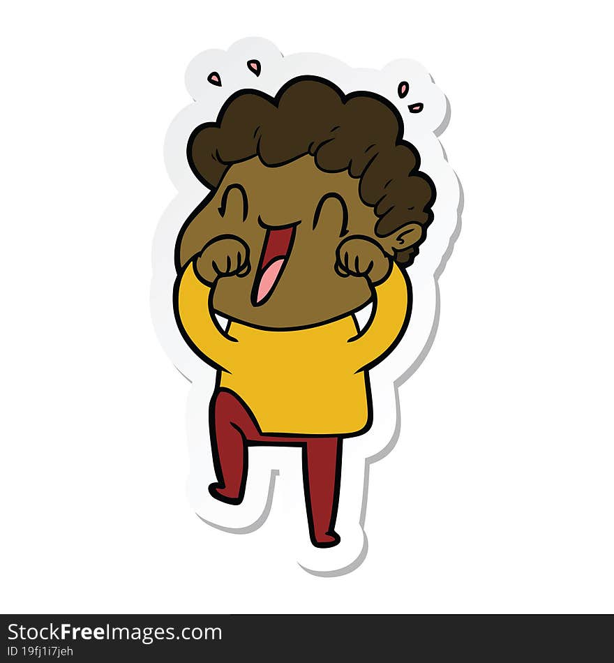 sticker of a cartoon happy man