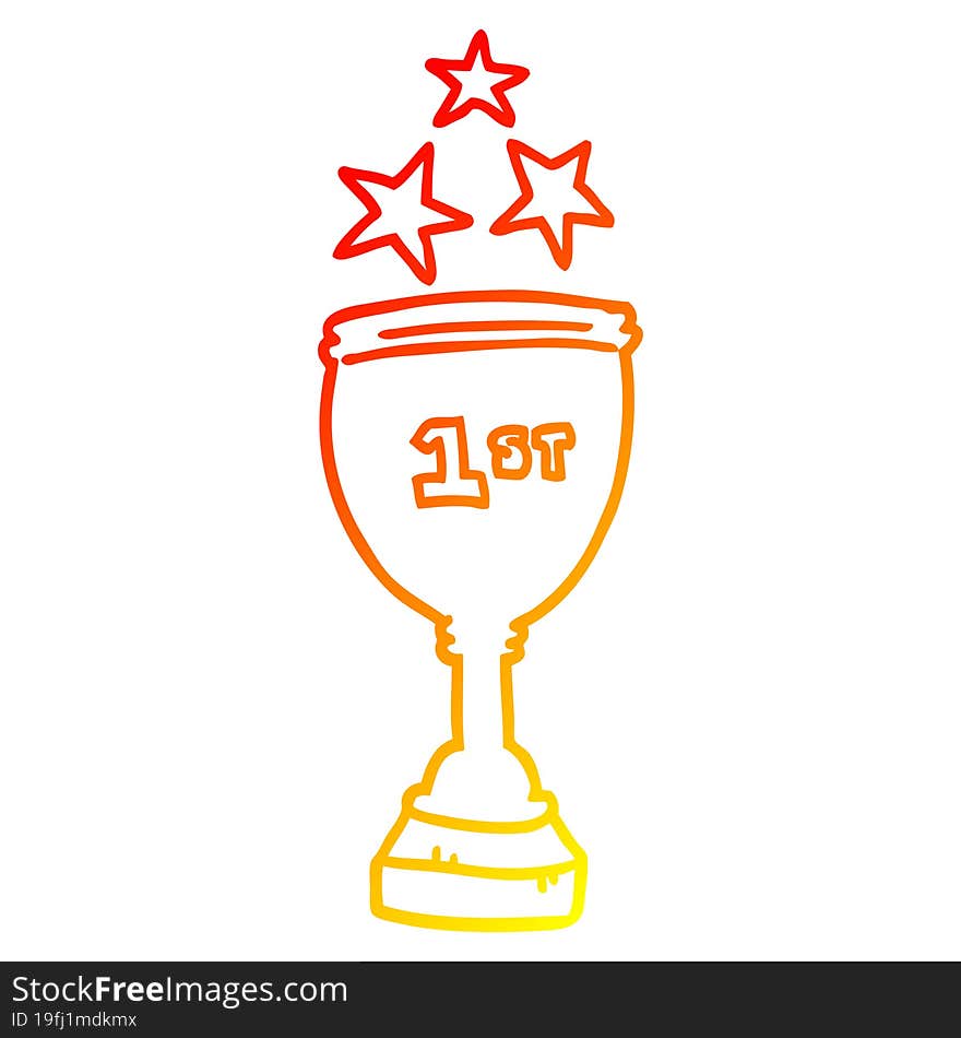 warm gradient line drawing cartoon sports trophy