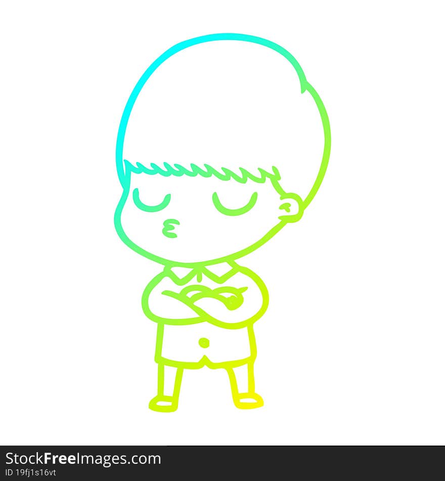 cold gradient line drawing cartoon calm boy