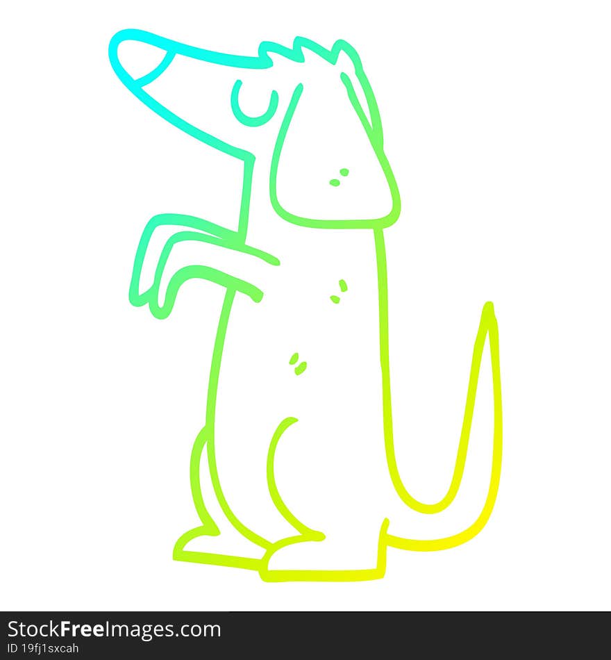 cold gradient line drawing cartoon well behaved dog