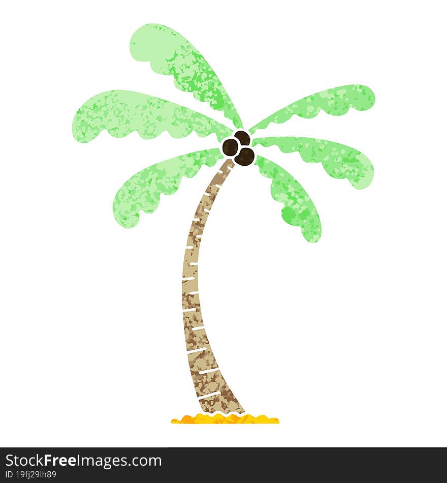 Quirky Retro Illustration Style Cartoon Palm Tree