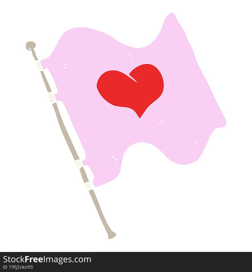 flat color illustration of a cartoon love heart flag